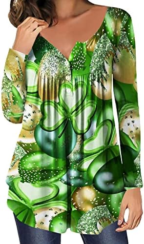 חולצת יום סנט פטריק נשים קפלים מחבואים צמרות טוניקה לבטן ללבוש עם חותלות חמודות חמוד שמרוק הדפסת חוליות