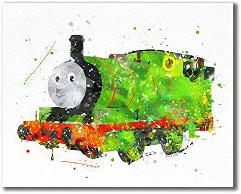 תומאס וחברים הדפסי רכבת צבעי מים - סט של 3 תמונות עיצוב אמנות קיר - תומאס הטנק - פרסי המנוע הקטן