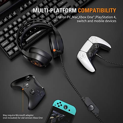 אוזניות משחק PS4 סטריאו Xbox One אוזניות מחשב מחשב אוזניות משחק עם מיקרופון מבטל רעש, מעל אוזניות משחקי
