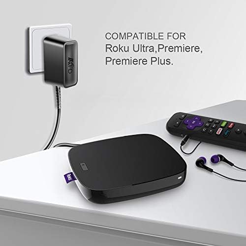 KFD 12V AC DC מתאם מטען תואם ל- Roku Ultra, Premiere, Premiere Plus, Ultra 4K HDR Streaming Player Chame