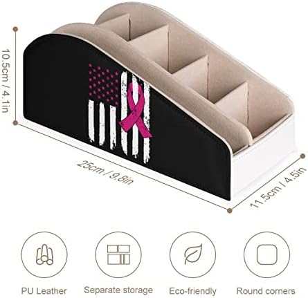 מודעות לסרטן השד דגל אמריקאי דגל שלט רחוק מחזיק עור מארגן עור PU עם 6 תאים קופסת אחסון לחדר שינה בסלון
