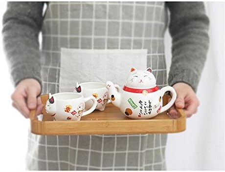אכילה מקסימה תרבות מסורתית מקסימה עיצוב יפני Maneki Neko חתול מזל קרמיקה קומקום 1 סיר תה ו -2 כוסות סט אריזה קופסת