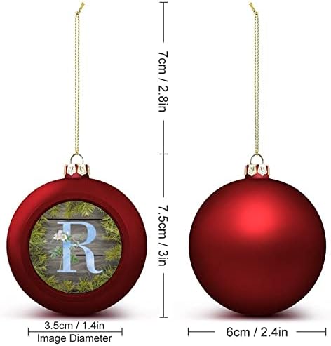 אותיות גדולות קישוטים לכדור, מונוגרמה קישוט כדור חג המולד גדול, בצבעי מים מונוגרמה פרחונית מכתב R קישוטים לעץ