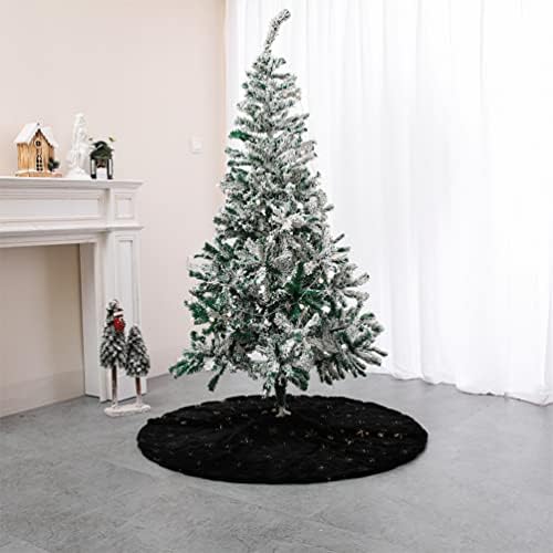 חצאית עץ חג המולד שחור של Lioobo: 48 אינץ 'חצאיות עץ חג המולד, מחצלת עץ קטיפה עם פתיתי שלג נצנצים
