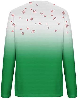 סווטשירט של איילים משובצים לנשים סוודר חג המולד חולצת טריקו מדרגה שלג שלג שרוול ארוך טוניקה סווטשירט