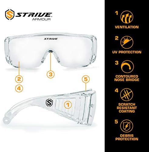Strow Fusion משקפי בטיחות דו -חבילות נגד ערפל נגד ערפל הגנה עמידה בפני שריטות - משקפי מגן ברורים של UV UV על משקפיים