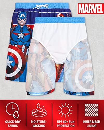 מארוול נוקמי בנים בגד ים-ספיידרמן, קפטן אמריקה בגד ים-עד 50 + מהיר יבש בגד ים עבור בנים