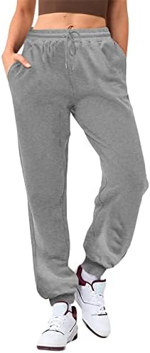 מכנסי טרנינג עם שרוך בצבע אחיד לנשים מכנסיים מזדמנים מותניים אלסטיים רופפים רגל פעילה טרקלין אימון