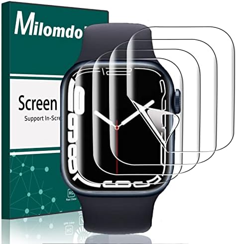 MILOMDOI תואם לסדרת Apple Watch 7 2021 מגן מסך 41 ממ, מגן מסך TPU גמיש, ללא בועות, מגע רגיש, כיסוי מקסימום,