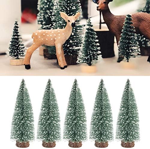 Sewacc עצי חג המולד מיני מלאכותיים 10 יחידות 15 סמ שלג מכוסה אורן עצי חג המולד עצי סיסל קטנים עם