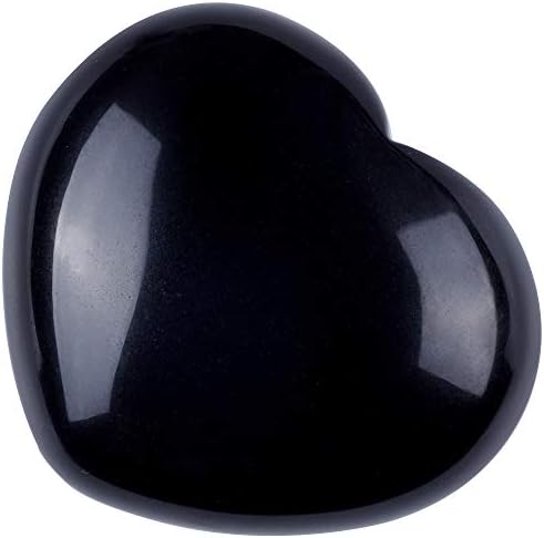 שחור אובסידיאן לב אבן נפוח לדאוג אבן פאלם עבור צ 'אקרה רייקי איזון, מדיטציה וקישוט-1.55