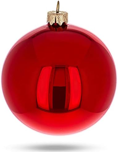 סט של 6 כדור זכוכית מבריק אדום קישוטי חג המולד 3.25 אינץ '