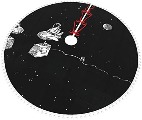 אסטרונאוט גלקסי פומפום חצאית עץ חג המולד חצאית עץ עץ עץ. קוטר 30/36/48 אינץ '