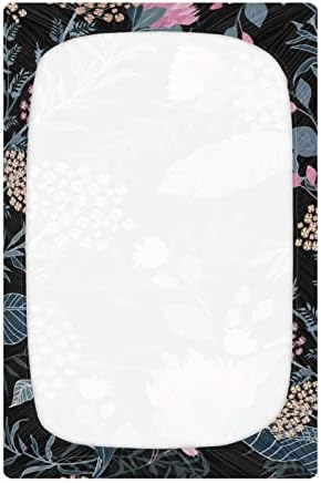 יריעת עריסה של פרח דקל קיגאי רכה נושמת גיליון תינוקות מתאים כרית מזרן עריסה סטנדרטית, 39 x 27