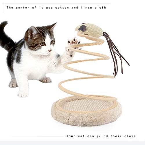 אנדיקר אינטראקטיבי חתול צעצוע, חתול בפלאש צעצוע עם ספירלת אביב צלחת ומצחיק כדור או עכבר אינטראקטיבי