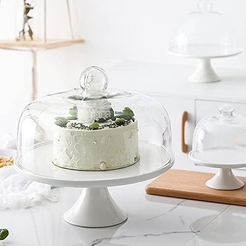 גבוהה בסיס עוגת מתלה זכוכית עוגת סטנד עם כיפה: עוגת תצוגת צלחת הקאפקייקס מדבר סלט ירקות להגשת מגש לחתונה