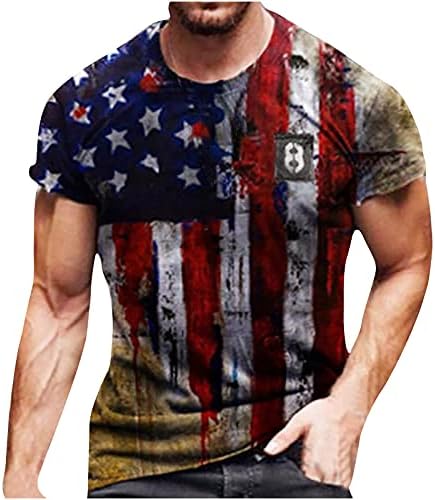 חולצות דגל אמריקאיות לגברים, וינטג 'במצוקה ארהב דגל חולצות טריקו לגברים בקיץ