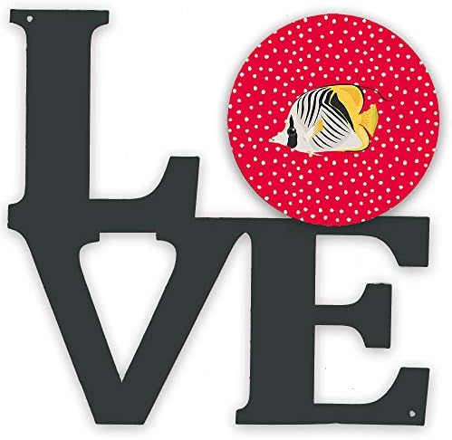 אוצרות קרולין5466וולב פרפר דגי אהבה מתכת קיר יצירות אמנות אהבה, אדום,