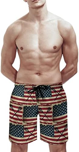 אמריקאי דגל לקרוס גברים של בגד ים חוף מכנסיים קצרים עם כיסי שרוך מזדמן צפצף