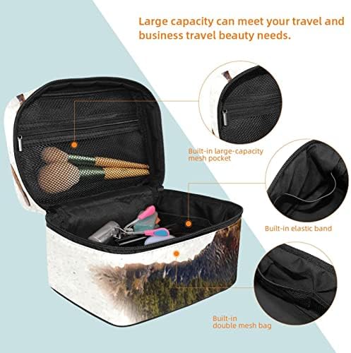 תיק קוסמטי של TbouoBt לנשים, תיקי איפור מרווחים לטיול טאלה מתנת נסיעות, יער בעלי חיים איילים