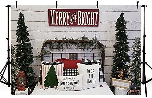 Mehofond 10x7ft רקע צילום לחג המולד שמח ועץ חג המולד בהיר רטרו רטרו קיר מיטת ראש מיטה מקורה