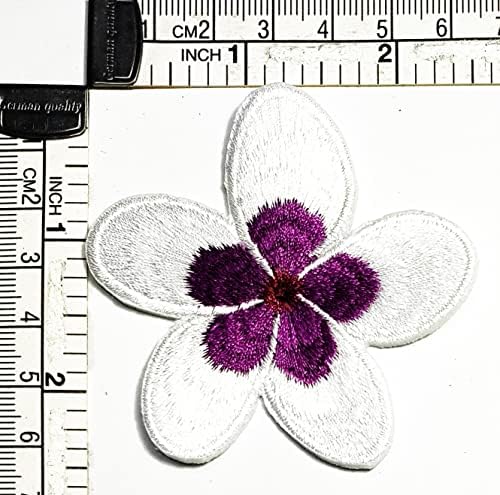 קלנפלוס הוואי אלוהה פרח תיקון רקום פרנגיפאני פרח ברזל על תג לתפור על תיקון בגדי רקמת אפליקצית מדבקת בד תפירה