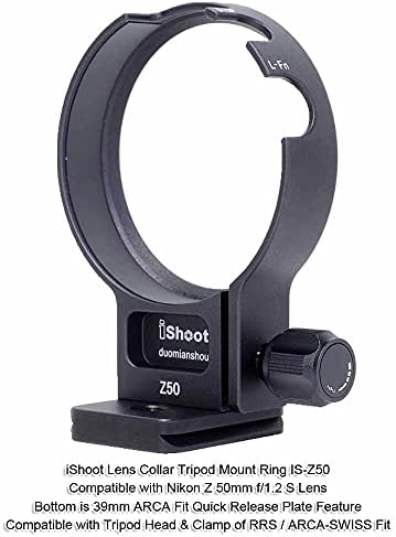 Duomianshou מתכת חצובה חצובה הר טבעת צווארון תואם ל- Nikon Z 50 ממ f/1.2 שניות, עדשות תמיכה בעדשות סוגר התחתון
