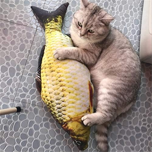 צעצוע חתול דגים של Moxiu, חיות מחמד אינטראקטיביות מצחיקות כרית לעיסה לבעיטה בועט לבעיטה לחתול חתלתול קיטי חיית