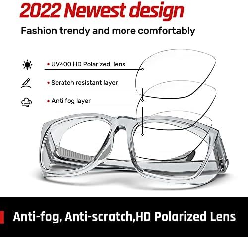 משקפי בטיחות אנטי ערפל אנטי שריטה משקפי בטיחות מסוגננים עם מגני צד, משקפי בטיחות חמודים לנשים/גברים