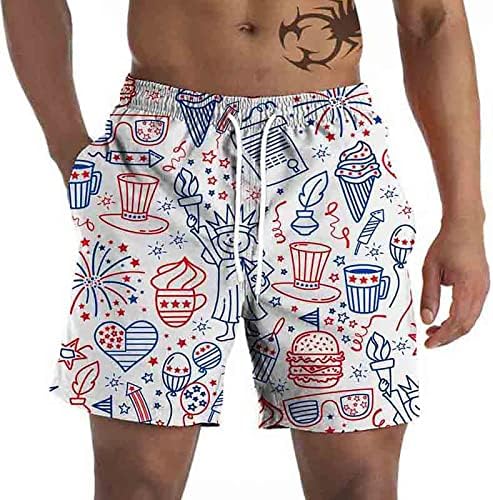 מכנסי חוף קיץ BMISEGM לגברים מכנסי חוף גרפיים לגברים מכנסיים קצרים מזדמנים 3D רביעי ביולי לוח אננס