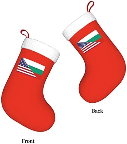 דגל אמריקה ודגל בולגרי גרבי חג המולד, מתנות למסיבת חג חג המולד לקישוטי חג משפחתיים 18 אינץ '
