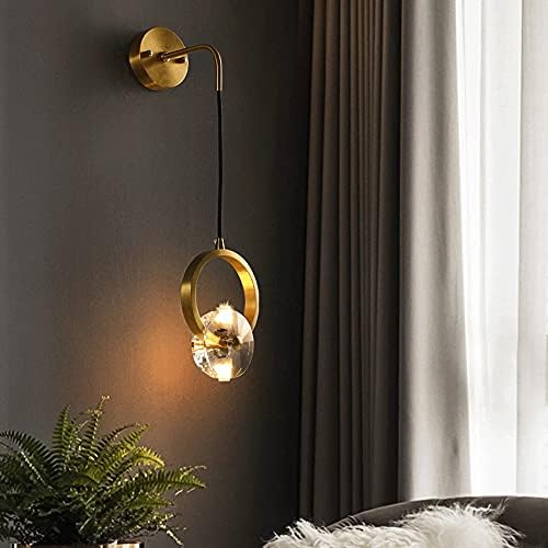 נורדי נחושת מנורת קיר קריסטל זכוכית קיר אורות פשוט גרם 4 בסיס פיט קיר פמוטים עבור חדר שינה ליד מיטת