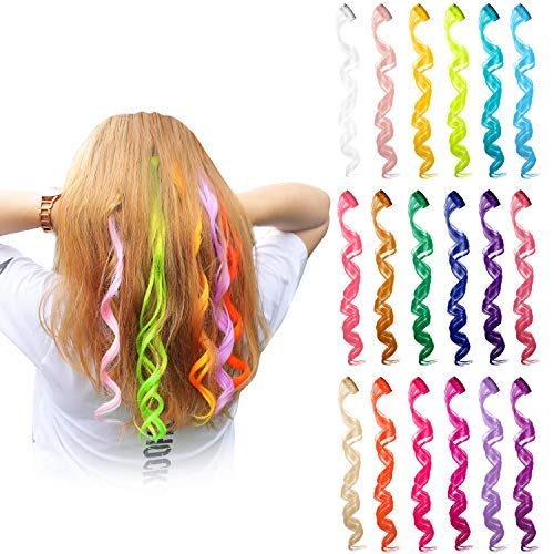 24 חתיכות 24 צבעים רב צבעים קליפ על תוספות שיער שיער חתיכות צבעוני מסיבת נוכריות עשה זאת בעצמך שיער אביזרי הרחבות