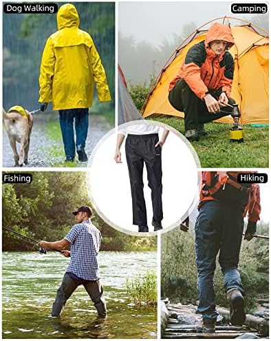 מכנסי גשם של Icreek גברים אטומים למים אטומים לנשימה קל משקל על מכנסיים עובדים גשם בחוץ לטיולים