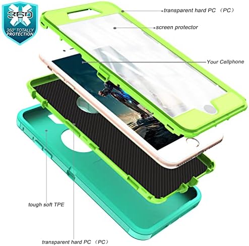 Ymhxcy לאייפון SE Case 2022/2020, iPhone 8/7 עם מגן מסך מובנה הוכחת ירידה 3 שכבות עמידות/מארז