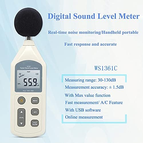 Kxdfdc מד דיגיטלי רמת צליל 30-130db מדידת מכשיר מדידת מכשיר דציבלים בודק לוגגר