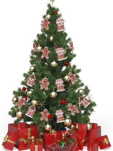 בגדי ג'ינג'ר בצק גברים וגר בית, סט של 2, קישוט חג תלוי, עיצוב עץ חג המולד, אורכו 28 סנטימטרים