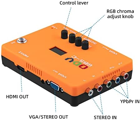 McBazel ODV-GBS-C רכיב VGA/SCART לממיר סריקת VGA/HDMI עבור קונסולת משחקים רטרו עם התקע של ארהב