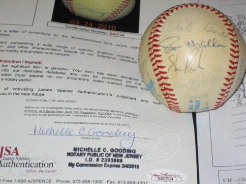1982 צוות ינקיס חתם על חתימה על חתימה מקפייל OAL בייסבול JSA Loa Berra + - כדורי בייסבול עם חתימה