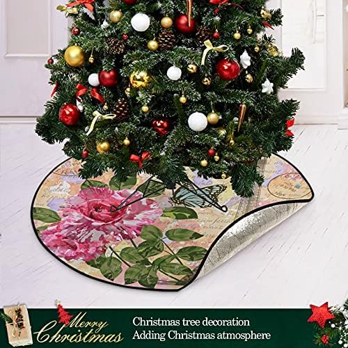 גלגלות וינטג 'של פריז מחצלת עץ חג המולד אטום למים שטיח מחצלת מגש מתחת לאביזר עץ חג המולד למגן לרצפת