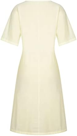 שמלות קיץ של ברקווי לנשים 2022 עניבה על מותניים שמלת חולצת חולצת צוואר כותנה שמלת נדנדה שמלת שרוול קצר שמלת