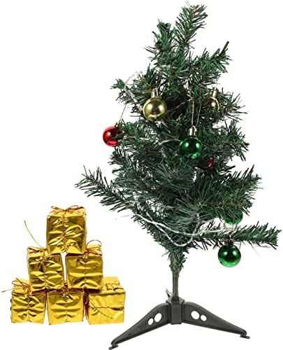 עיצוב משרד ABAODAM 1 סט עץ חג המולד מעוטר שולחן חג המולד עץ עץ עם קופסת מתנה קלילה קישוטים לחג המולד