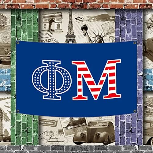 משמש לדגל Phi Mu 3 × 5ft America עם ארבע כרך רקע כחול רקע כפול