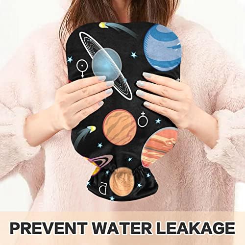 בקבוקי מים חמים עם כיסוי כוכבי לכת שמש מערכת מים חמים תיק עבור כאב הקלה, התחממות ידיים, רגליים ומיטה חם 2 ליטר