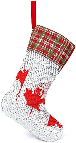 דגל קנדה מפת דגל חג המולד גרבי גרבי משפחה עיצוב עץ עץ קישוטי קישוטי תלייה חמודים לחג המולד 9.9 x 13.2