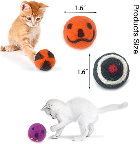 8 יחידות חתול ליל כל הקדושים כדור צעצועי עם חתול 1.6 סנטימטרים צמר הרגיש חתול חתלתול קיטי ליל כל הקדושים כדורי