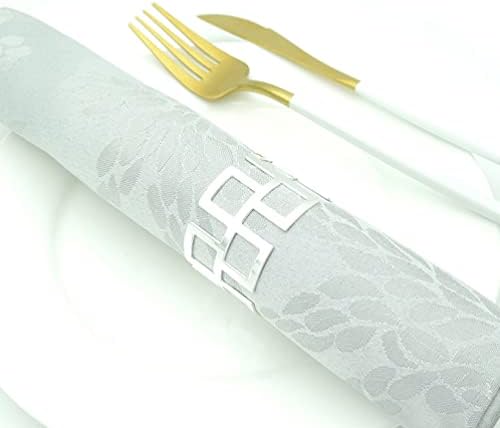 עיצוב חתונה של Upkoch תפאורה לחתונה מפית טבעות נייר מתכת אבזם: 6 יחידות מחזיק מפית נייר חתונה מחזיק מפית לקישוט