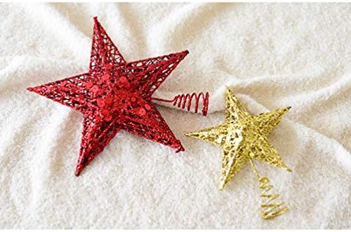 כוכב עץ חג המולד של Vorcool, כוכב חמש מחודד עם אדום פילט, כוכב טופר עץ חג המולד לקישוט עץ חג המולד מסיבה מקורה