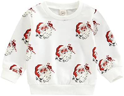 חולצות חג מולד של Twopumpkin לפעוטות ילד תינוקת ממתק קנב קני שרוול ארוך חולצת טריקו סוודר צווארון סוודר סתיו