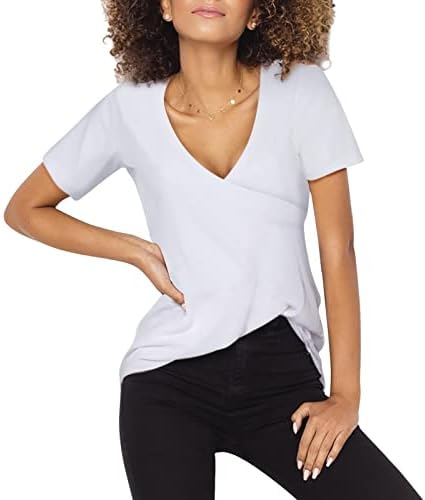 קל משקל חולצות קיץ אופנה טרנדי מקרית חולצות לנשים קצר שרוול בתוספת גודל צוות צוואר לקשור לצבוע